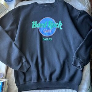 Hard Rock Café Black Crewneck Sweatshirt Pullover Dallas Vintage